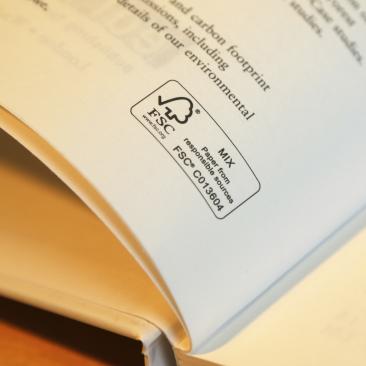 FSC label in a book